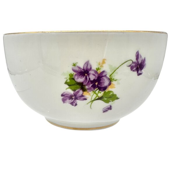 Purple Gold Pansy Bone China Tea Set – Grace Teaware Duchess Bone China Tea Set 2 Teacups 5 Square and 4 Round Saucers 1 Bowl Purple
